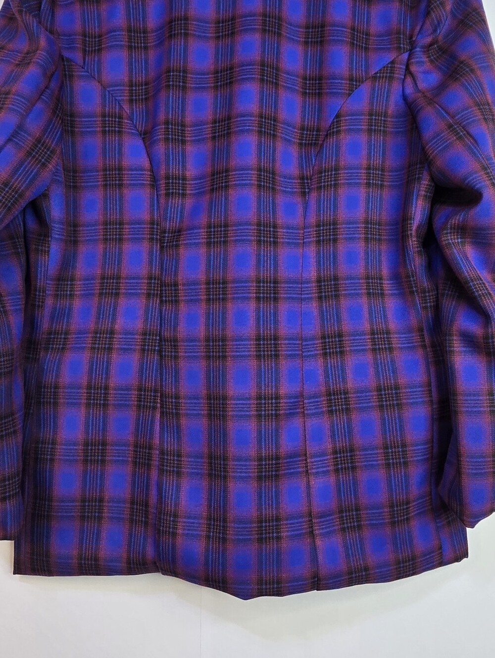 Nasty Gal Women Size 2 (Small) Bold Blue 2-Button Plaid Lined Blazer, Pockets - Picture 8 of 10